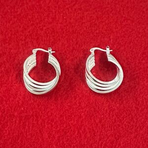 Sterling Silver 925 Stamped Elegant Silver Hoop Earrings